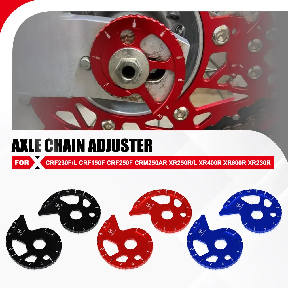 

For HONDA CRF230F/L CRF150F CRF250F CRM250AR XR250R/L XR400R XR600R XR230R Chain Adjuster Axle Block Tensioner Regulator Sliders