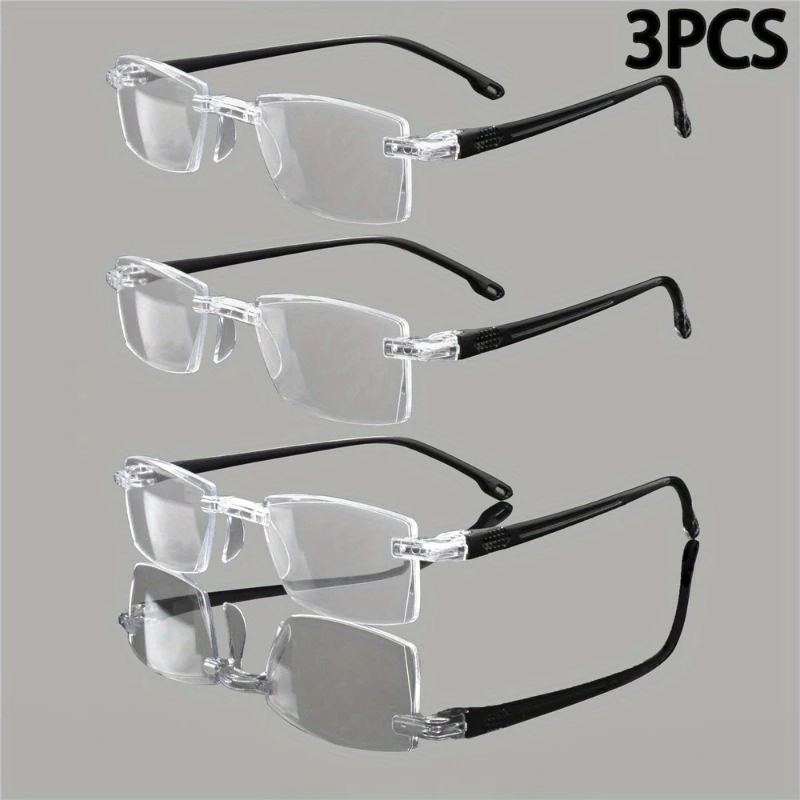 

3pcs Unframed Beveled Reading Glasses Elegant Minimalist Design Ideal for Men & Women Perfect for Reading and Everyday Use