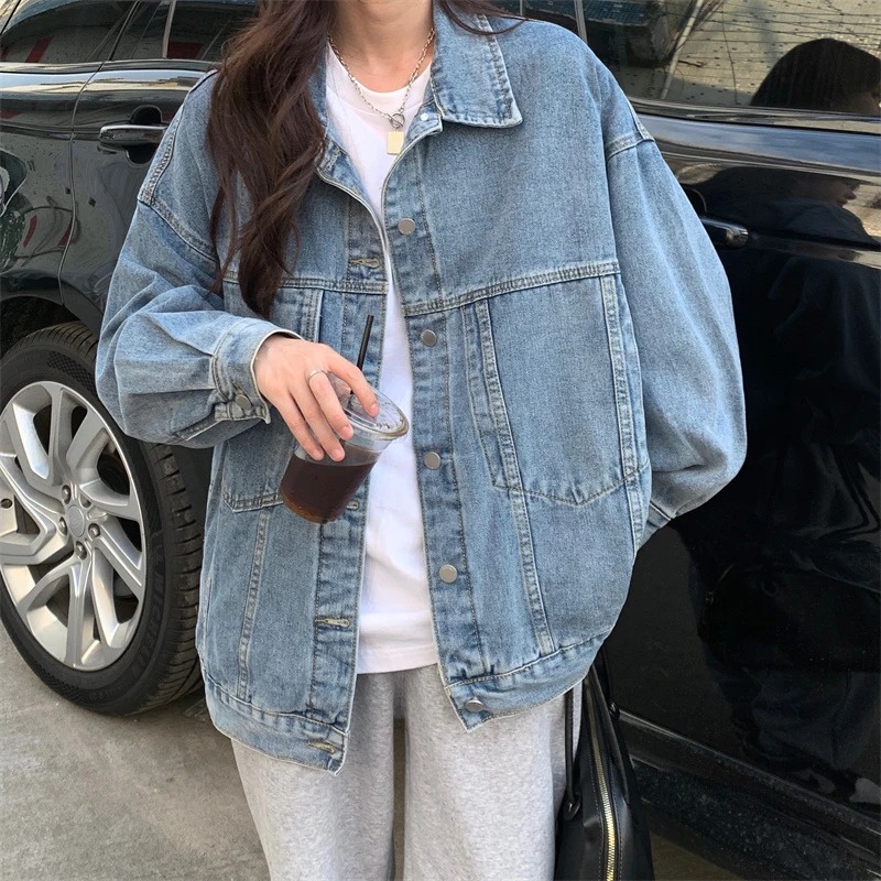 

Retro Oversize Denim Jacket Spring/summer 2024 New Loose Boyfriend Style Couple Jackets Women's Clothing