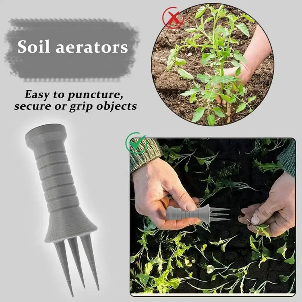 

Growth Support 3 Spikes Soil Aerator Ergonomic Grip Storage Hole Weeding Tool Lightweight Plastic Manual Aerator Lawn