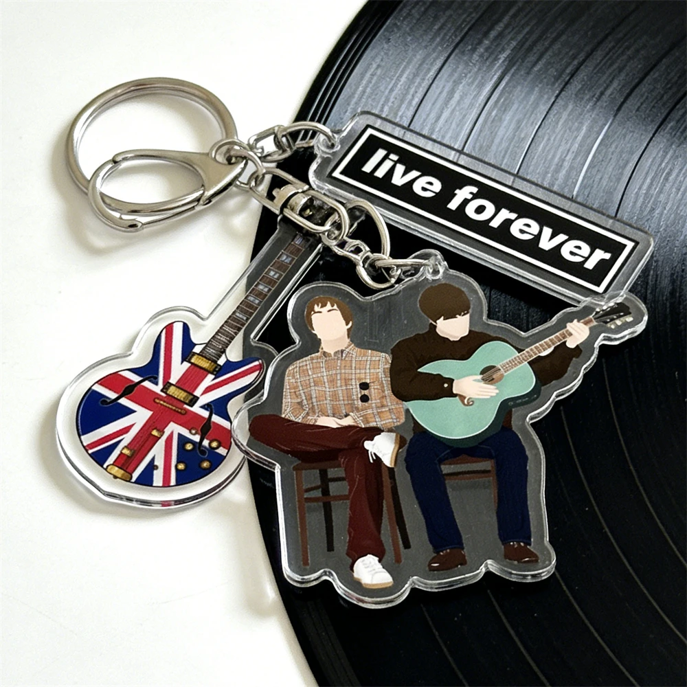 Classic Rock Band Jarvis Cocker Keychains for Accessories Live Forever Sunshiyiiine Noel Gallagher Wonderwal Keyrings Fans Gifts