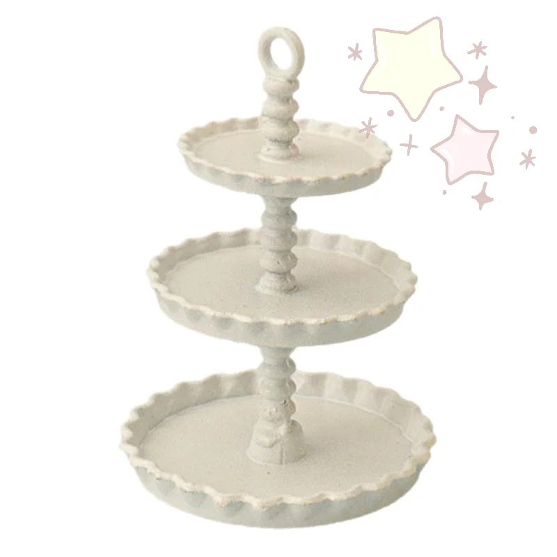 [TJ]1Pcs Dollhouse Mini Cake Tray Model Simulation Miniature Cake Stand Ornament Toys Scene Decoration Doll House Accessories