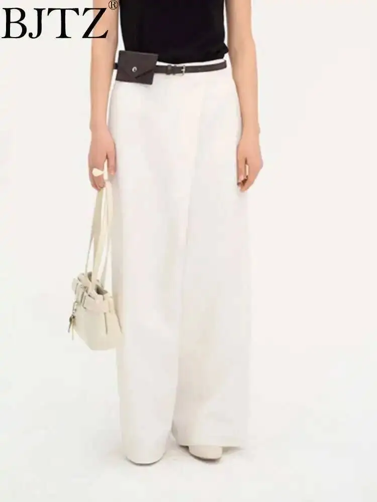 BJTZ Temperament With Solid Color 2025 Spring Female Design Sense Niche Design Floor Drag Casual Women's Pants Everyday