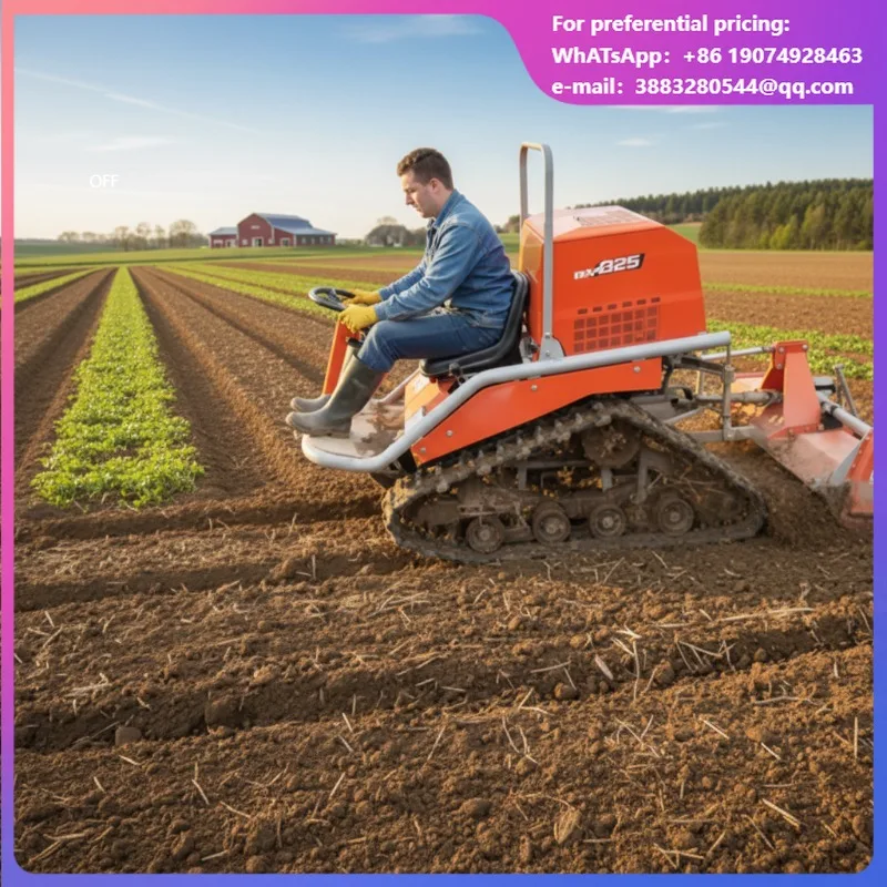 Three-point Hitch Design For Both Paddy Fields Dry Land Operations Self-Propelled Tracked Rotary Tiller Engine-Powered High