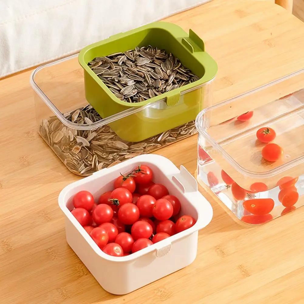 2-Layer Snack Box with Shell Collector Fruit Bowl with Drain Basket Desktop Snack Bowl with Phone Holder Slot for Nuts Fruits