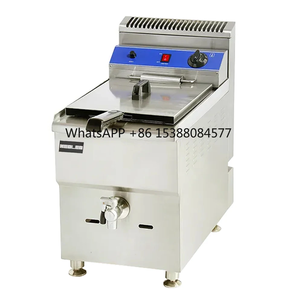 

XEOLEO Commercial 18L Deep Fryer Stainless Steel Fried French Machine Single Tank LPG Frying Machine with Oil Valve for KFC