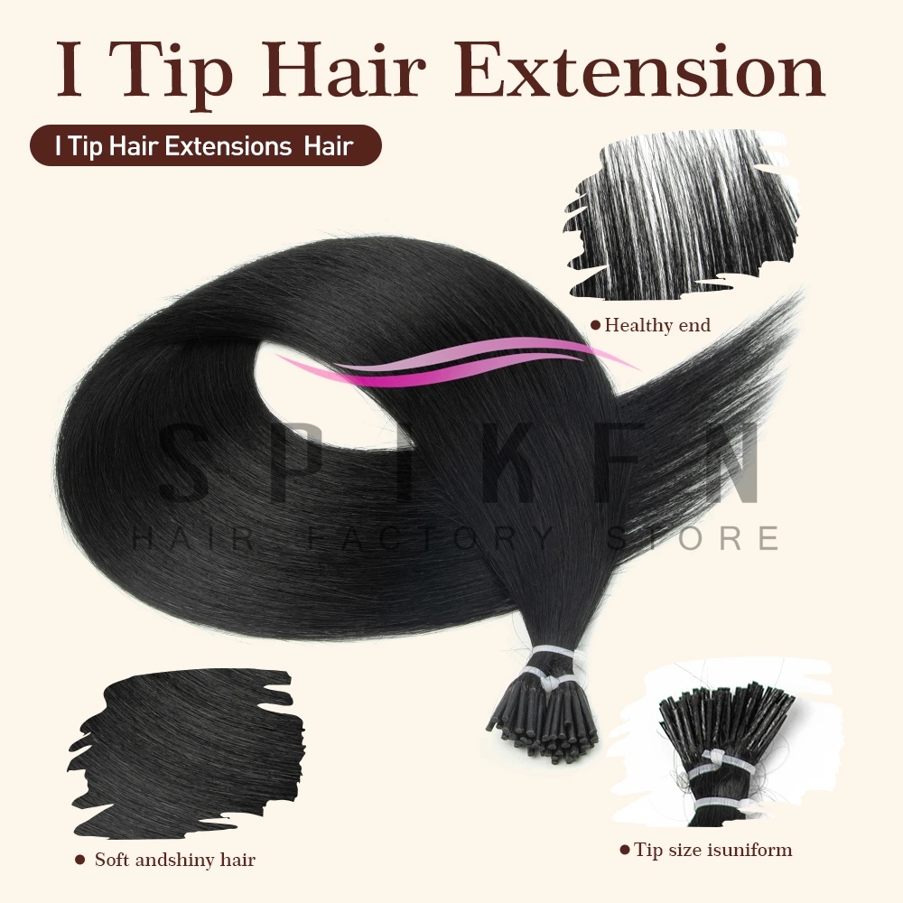 I Tip Hair Extensions Human Hair 12-20 Inch Itip Hair Extensions 50Strands Long Straight Pre Bonded I Tip Hair Extensions 30-50G