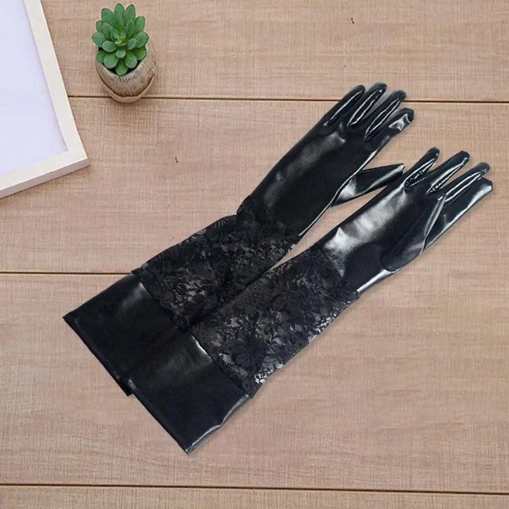 2Pcs Women Long Gloves Lace Elbow Wedding Performance Party Bridal Dress