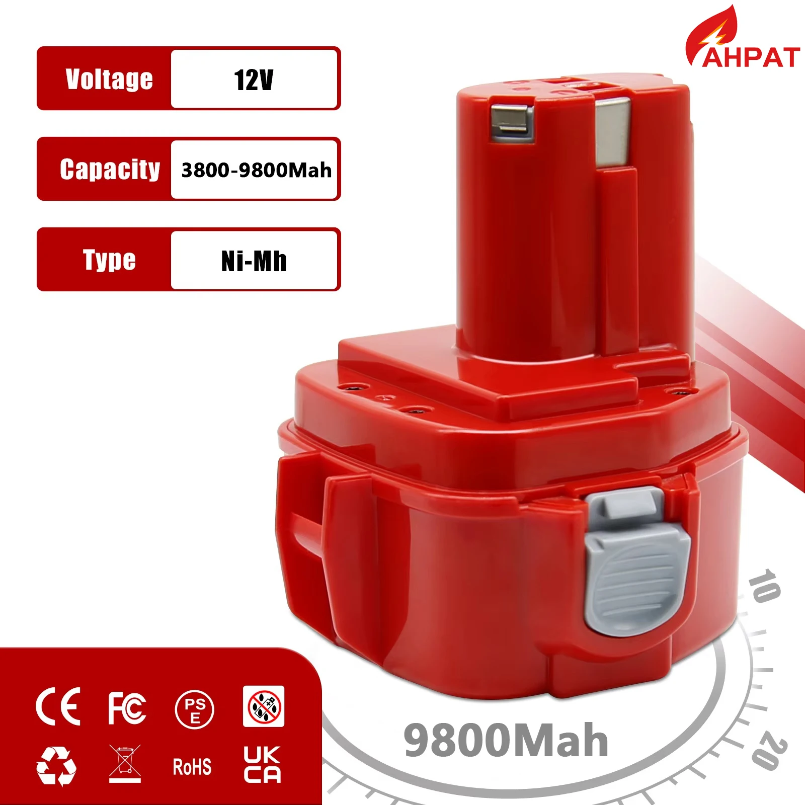 12V Battery For Makita PA12 Ni-Mh Battery 1200 1220 1201 1222 1233SA/B1235 192681-5 4800-12800mAh Power Tool Batteries