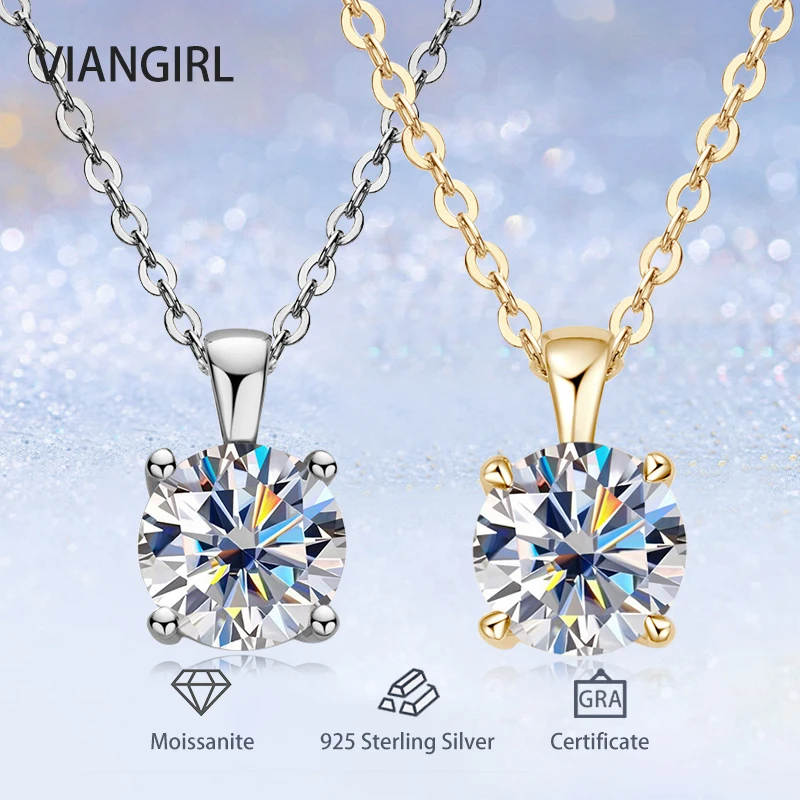 

1CT Moissanite Diamond Pendant Necklace with Certificate For Women 925 Silver Original Certified O Chain Necklaces Jewelry Gifts