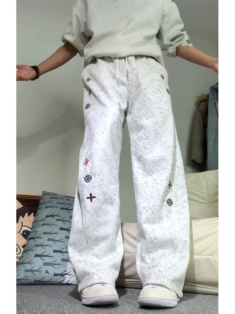 

Мужские зимние спортивные брюки American Sports Fitn: утепленные флисом, с вышивкой, прямого кроя, повседневные