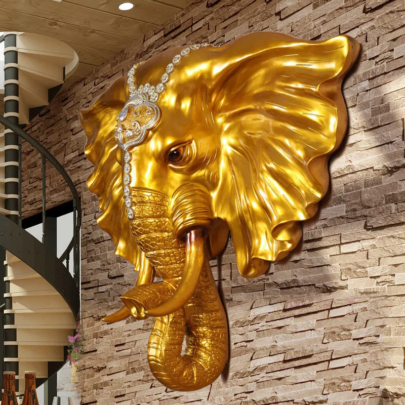 

Lucky elephant head wall hanging, three-dimensional decoration