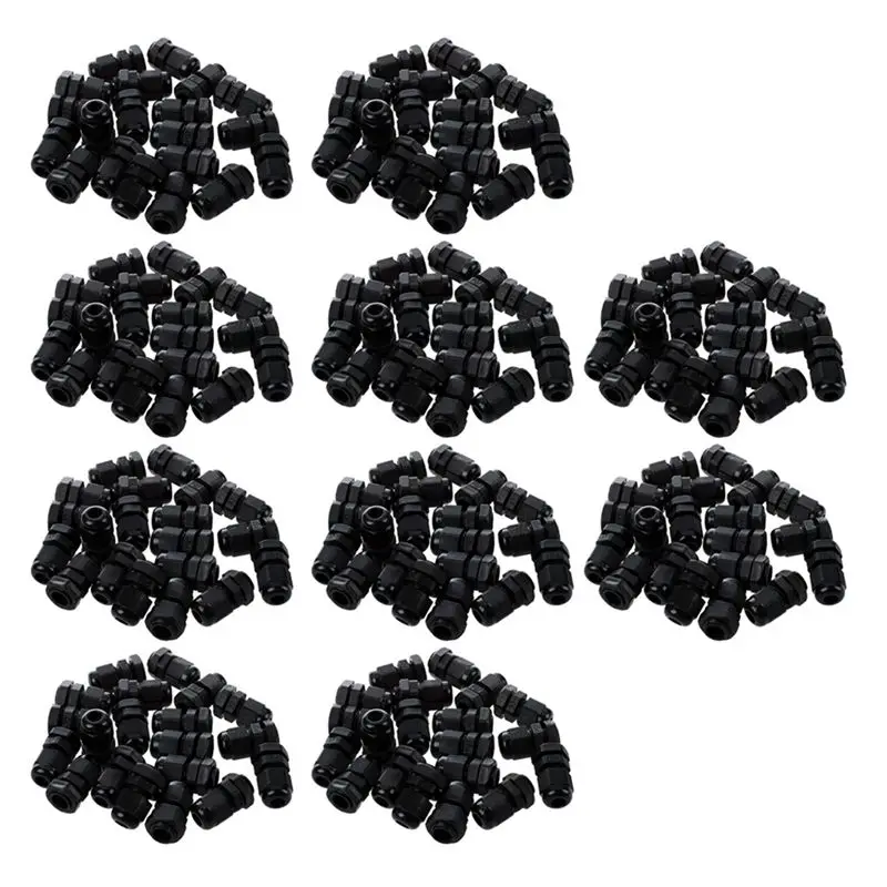 

200 шт. черных пластиковых водонепроницаемых кабельных вводов PG7-AT36