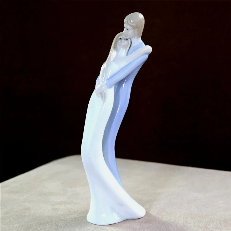 Abstract Porcelain Honeymoon Lovers Statue Handmade Ceramics Beloveds Figurine His-and-hers Decoration Craft Adornment Present