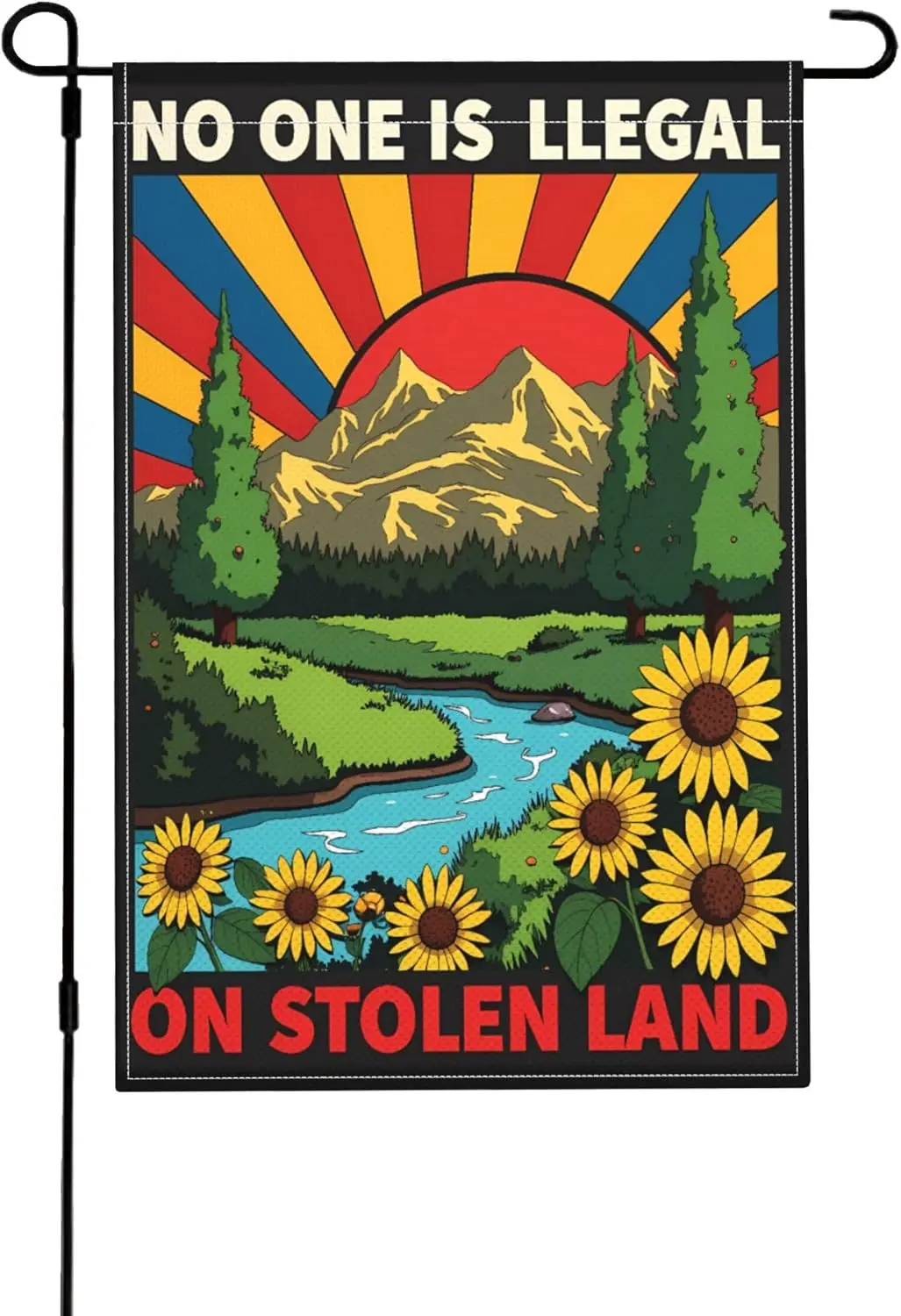 No One is Illegal On Stolen Land Flag 12x18 Human Rights Immigration MMIW Social Justice Native American Garden Flags for Ou uui