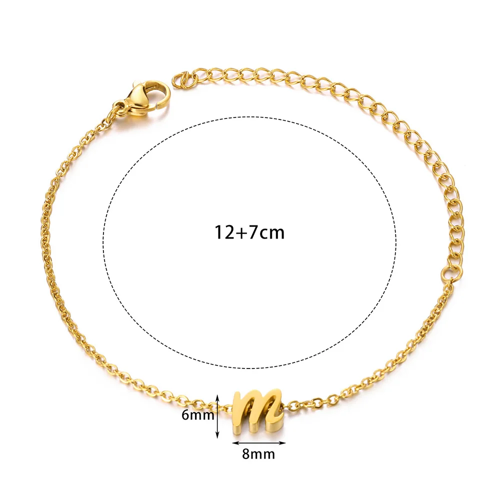 Braccialetto iniziale Color oro A-Z per donna gioielli con catena a mano in acciaio inossidabile braccialetti con lettere dell\'alfabeto regalo di