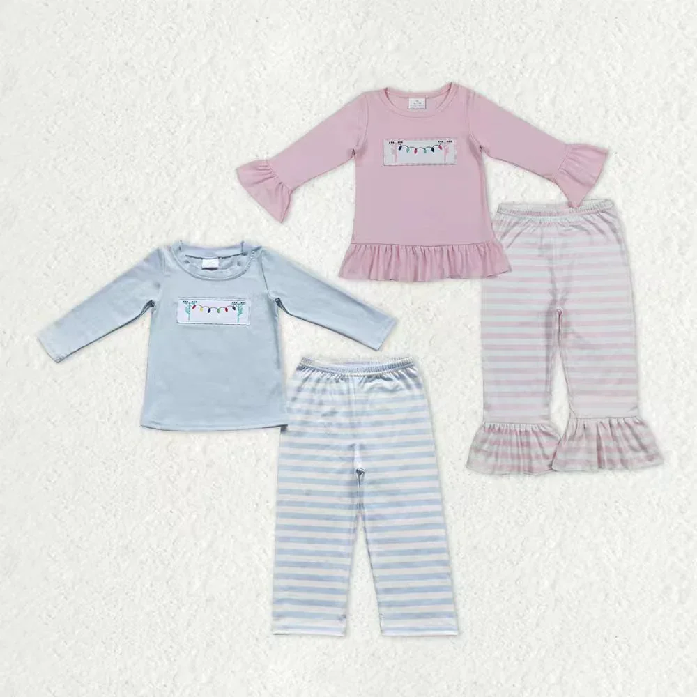 

z93-02 GLP0694 Wholesale kids clothes boys Matching clothing Embroidered long-sleeved pants sets Boutique baby girl clothes