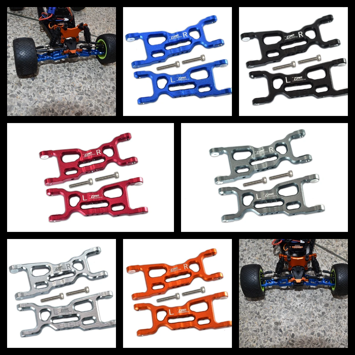 Brazos inferiores delanteros de aluminio GPM para LOSI 1/18 Mini-T 2.0 1/16 Mini-B