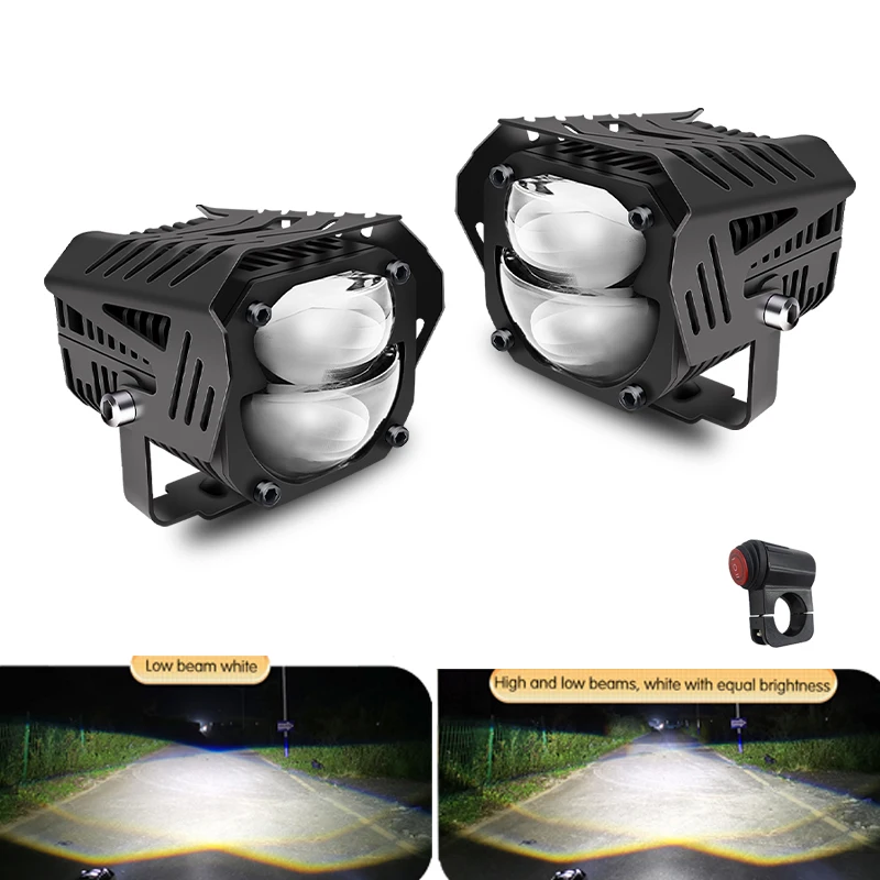 

Motorcycle Work Light White High Low Beam Auxiliary Spotlight LED Driving Head Lights For Moto SUV ATV 4X4 offRoad Universal 12V