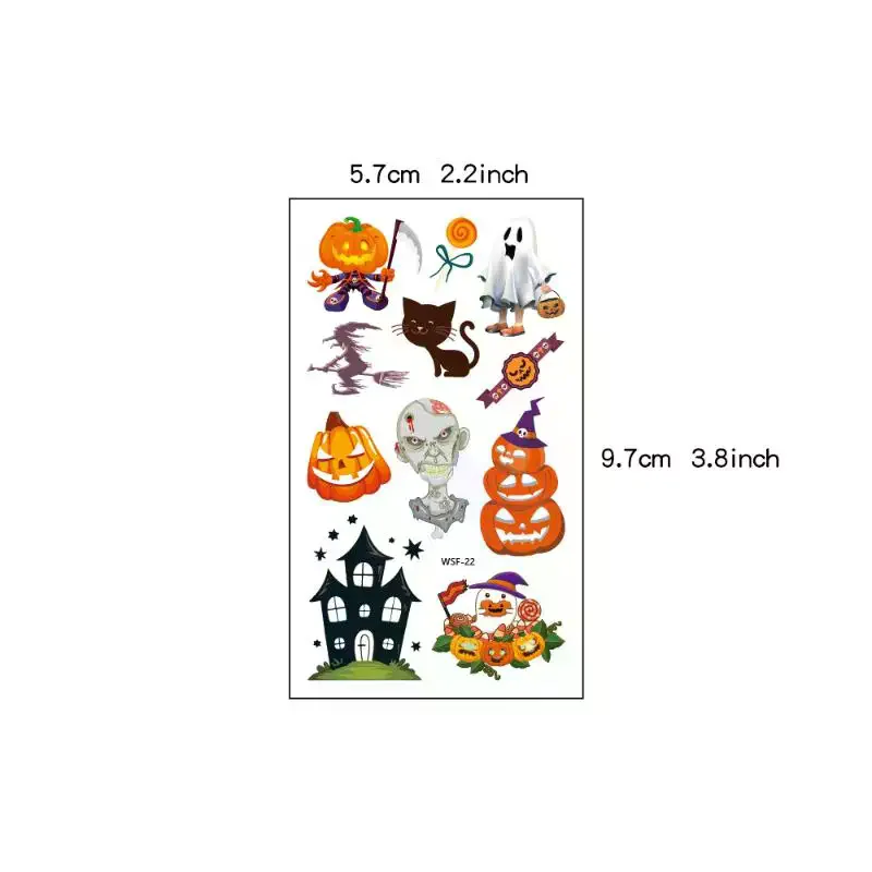 10/30 عبوة من ملصقات الوشم المزيفة للهالوين تتميز بالقرع والشبح والخفافيش؛ مقاومة للماء ومثالية لحفلات الأطفال