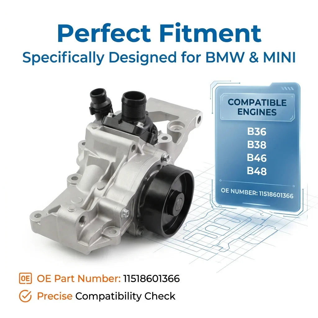 New For BMW X1 X2 B46 B48 11518601366 Water Coolant Pump with Thermostat and Mounting Bracket For BMW X1 F48 X2 F39 2015-2024