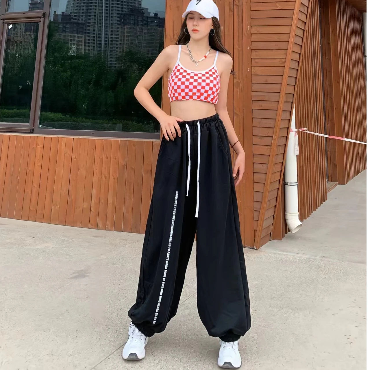 European American Style Women Pants High Waist Casual Drawstring Design Woman Trousers New Spring Summer 2024 Y2K Pants