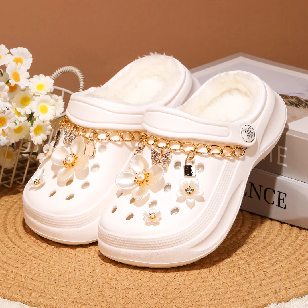 Kinder-Clogs und -Mules mit Fellfutter, leichte Garten-Schuhe mit Baumwollfutter, warme Hausschuhe für Jungen, Mädchen und Kleinkinder, 168. – Detail 3