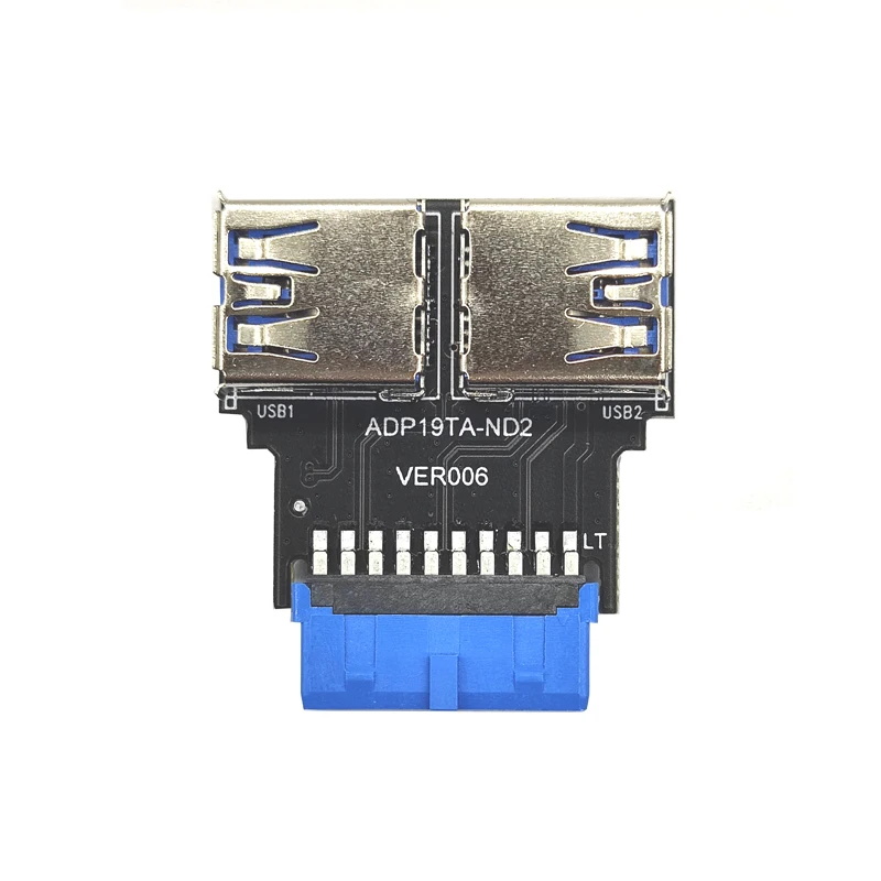 Motherboard 19pin Ke USB3.0 Hub Riser Converter 19Pin Ke Konektor Adaptor USB Ganda 2 Port USB3 5Gbps Konektor USB Papan Konversi