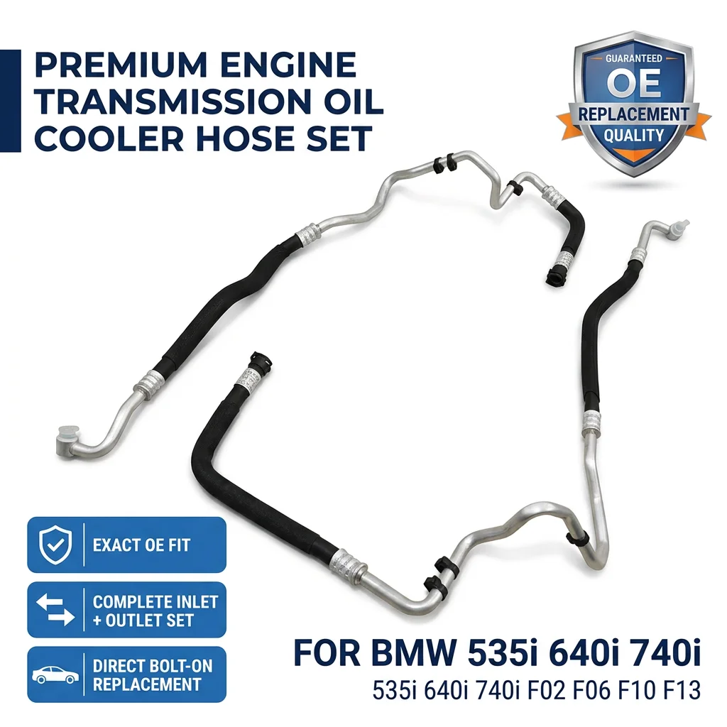 Engine Oil Cooler Line Hose Pipe Inlet & Outlet Set 17227636879 17227636880 For BMW 535i 740i 640i F13 F02 F06 F10