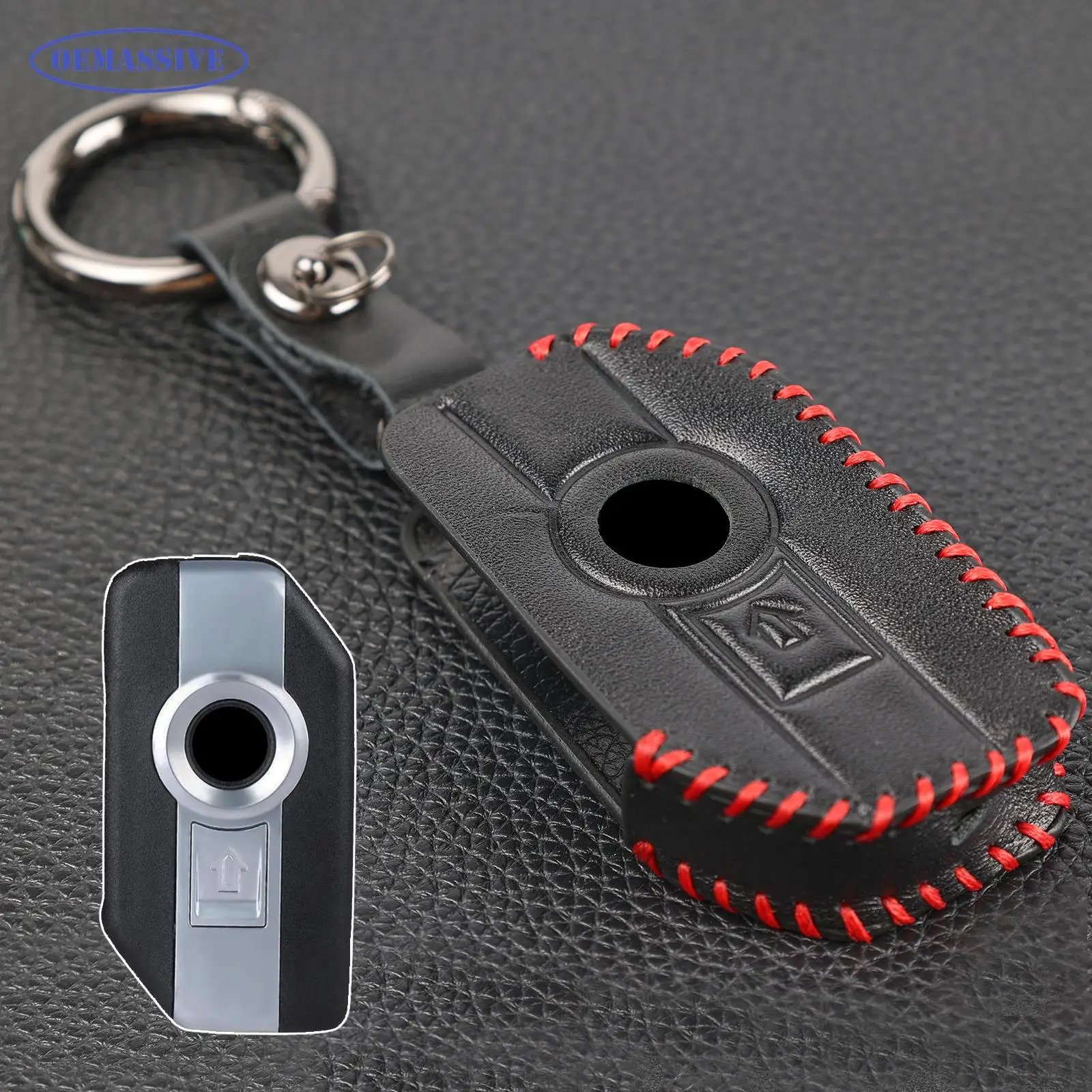 OEMASSIVE For BMW K 1600 B Grand America GT GTL R 1250 GS R RT PU Leather Remote Key Fob Keychain Ring Shell Case Cover Holder