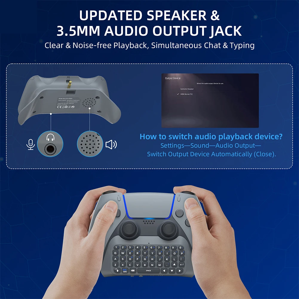 لوحة مفاتيح لاسلكية لجهاز PS5 Gamepad Mount Mini Keypad Bluetooth Gamepad وحدة تحكم لوحة المفاتيح لوحة الدردشة لمكبر الصوت المدمج PS5