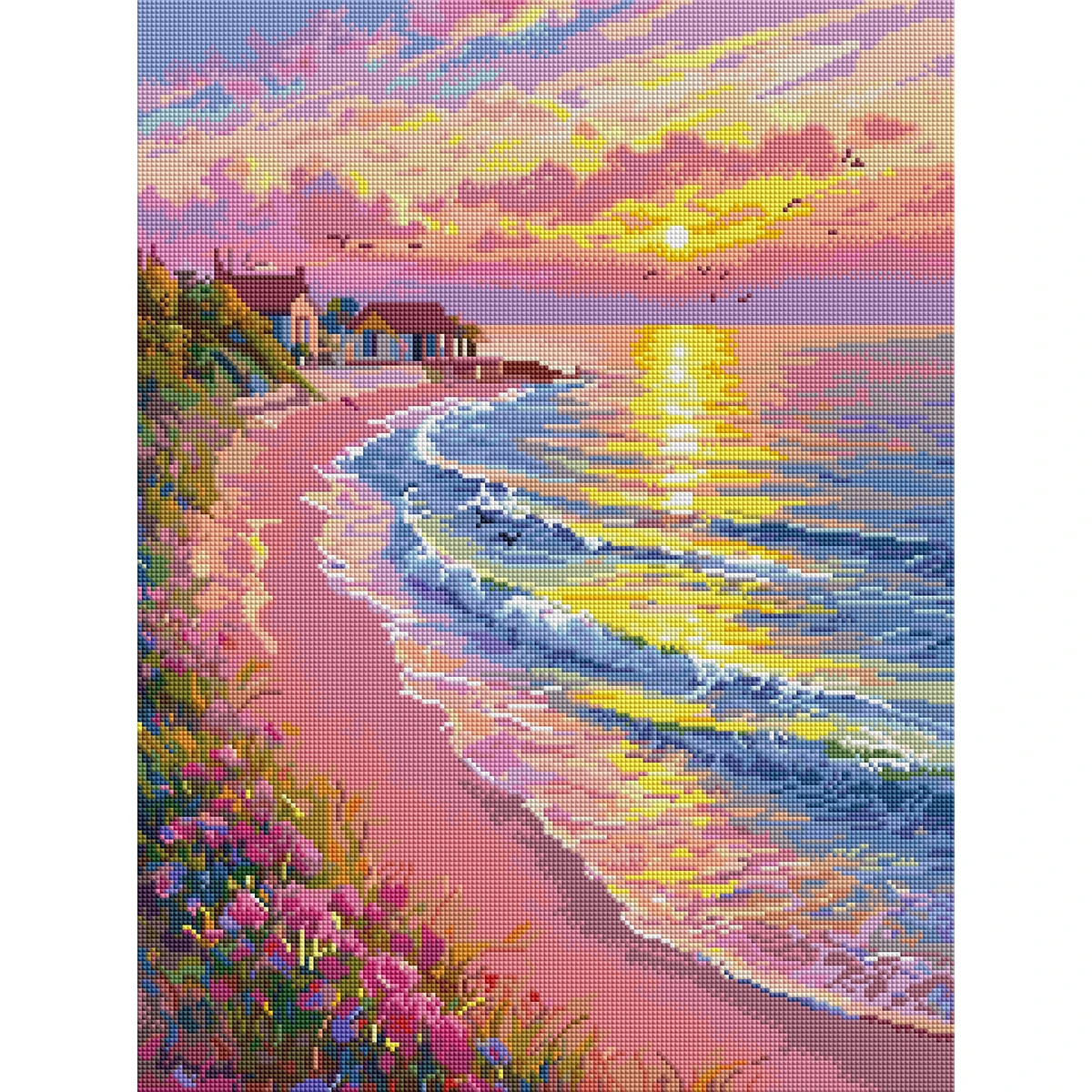 

Forever Young 5D DIY Diamond Painting Kit Sunset Pink Beach Full Square Design with AB & FD Rhinestones for Adult Arts & Crafts