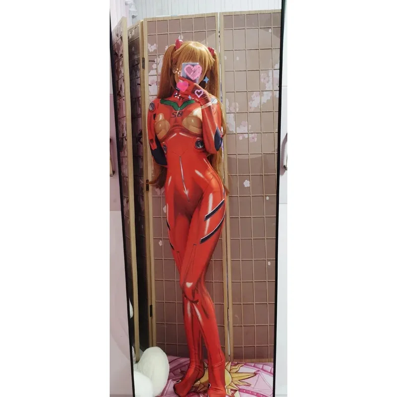 Halloween woman asuka costume 3d printed zentai bodysuits asuka langley soryu cosplay costume plug suit adults kids