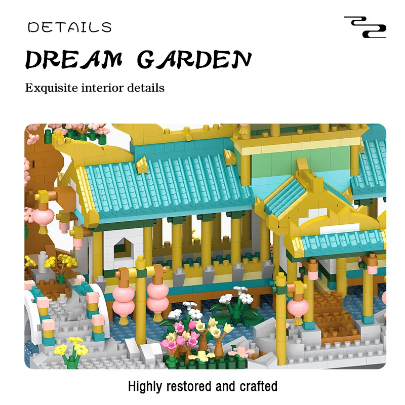 Bloques de construcción de arquitectura Retro china para niños, juguete de ladrillos para armar jardín de flores en 3D, ideal para regalo, código piezas, compatible con 2350