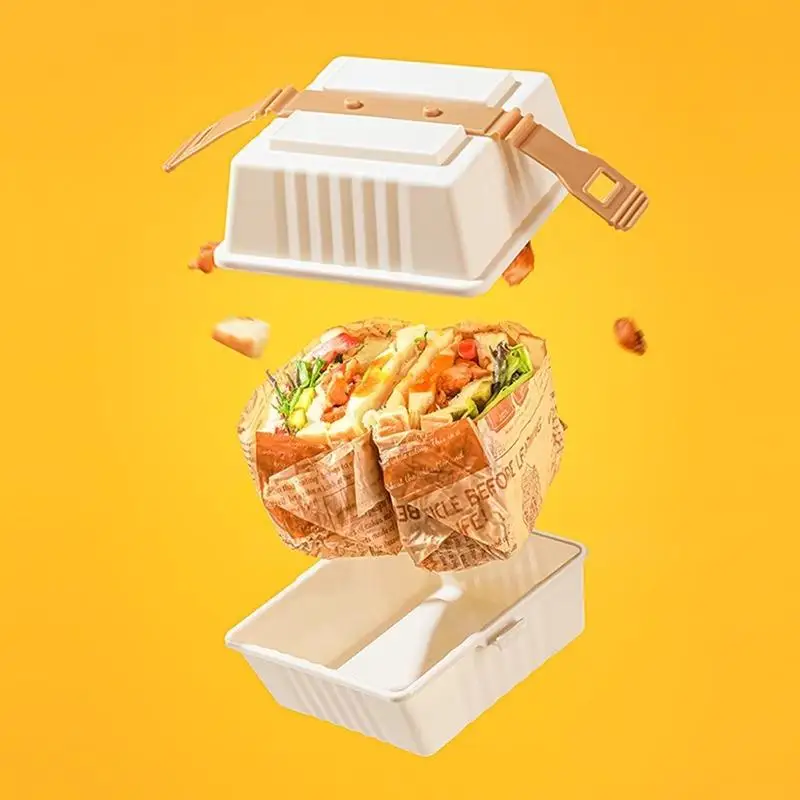 Premium Lunch Boxes With Sturdy Strap For Easy Grip Sandwiches & Burger Food Containers For Holiday Picnics Kitchen Storage Box