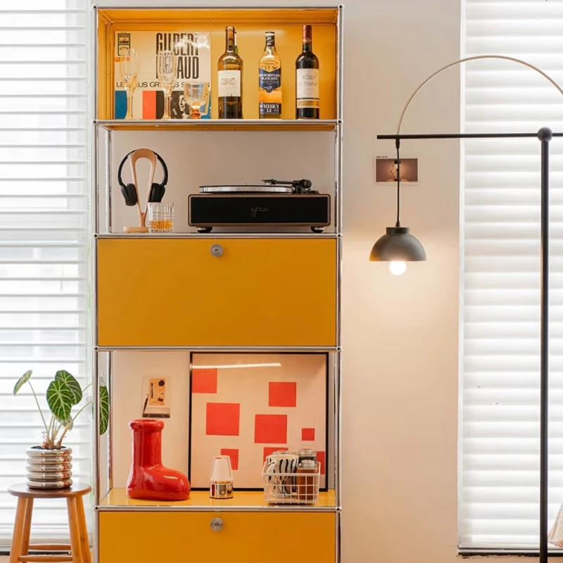 Module combination cabinet Metal stainless steel cabinet Living room dining side  Designer Storage Designer model