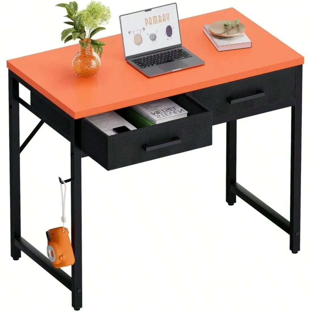 

32 Inch Small Computer Desk With 2 Drawers Bedroom Study Writing Home Office Table Small Spaces Black