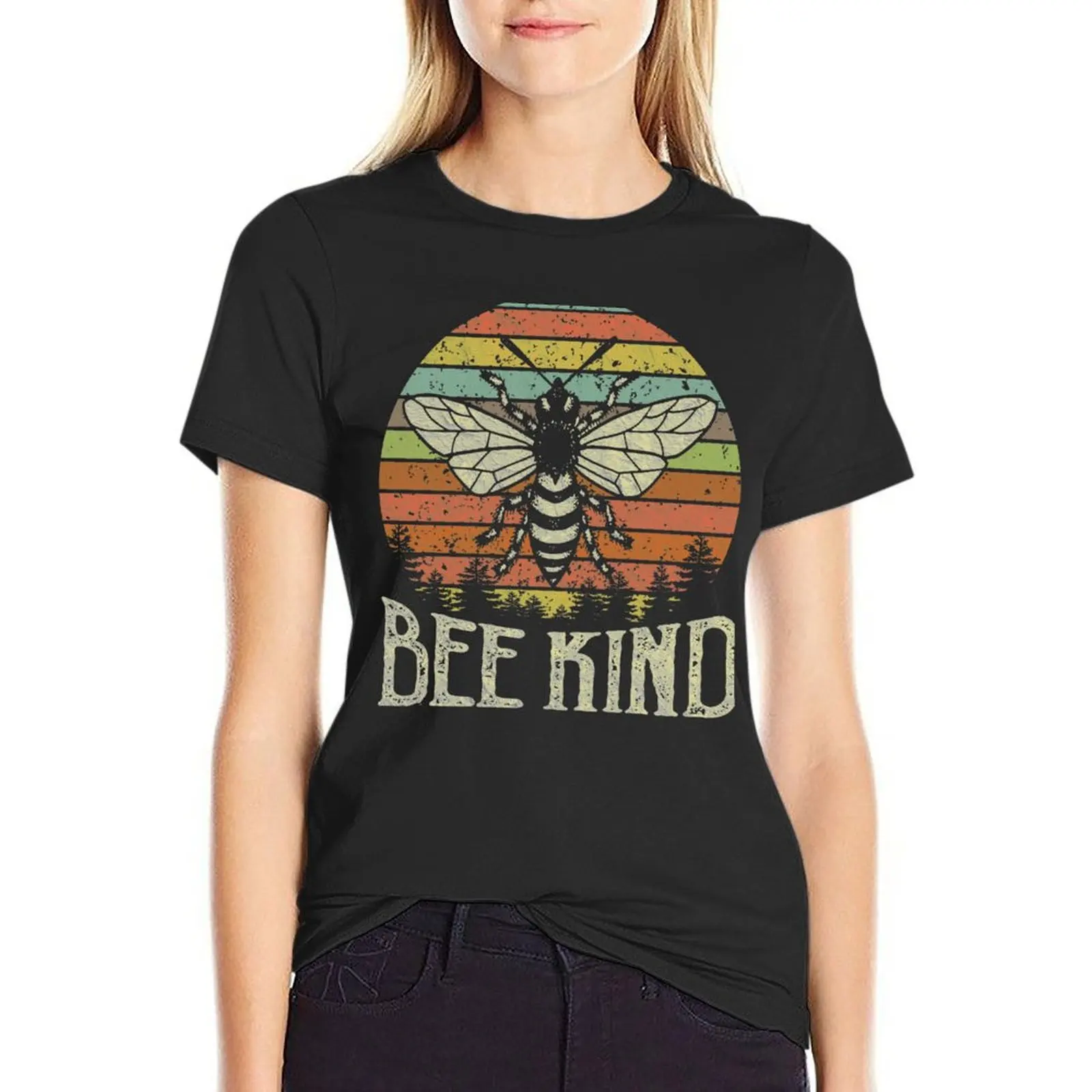 

Bee Kind Graphic Retro Vintage Sunset Men Women Kids T-Shirt customizeds plus size tops funnys Women's t-shirt