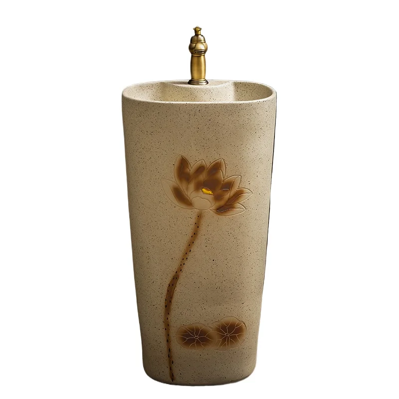 

Ceramic pillar type washbasin Balcony pillar basin Floor type integrated pool Household washbasin