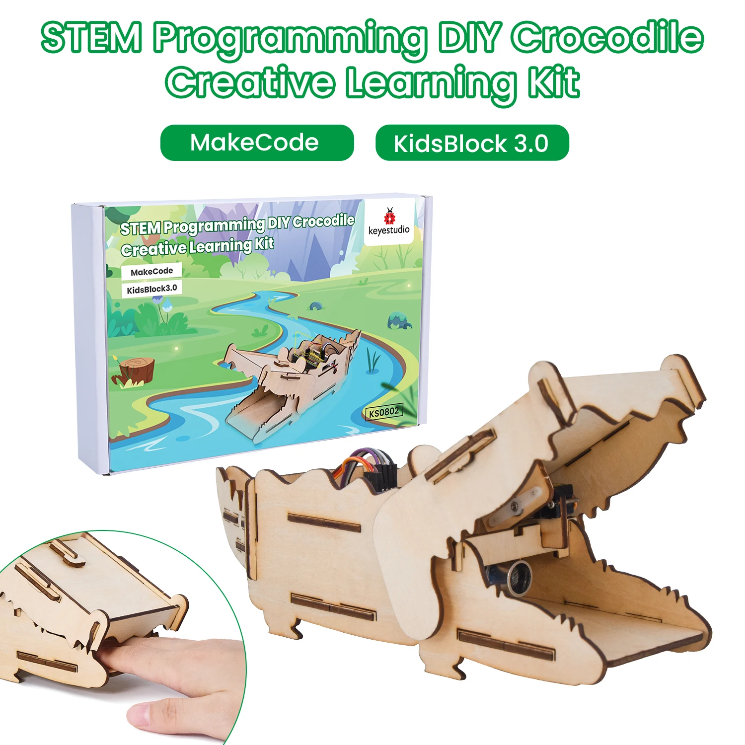 Keyestudio DIY Crocodile Creative Learning Kit For Arduino With ESP32 Board Support MakeCode&Kidblock3.0 For Arduino ESP32 Kit