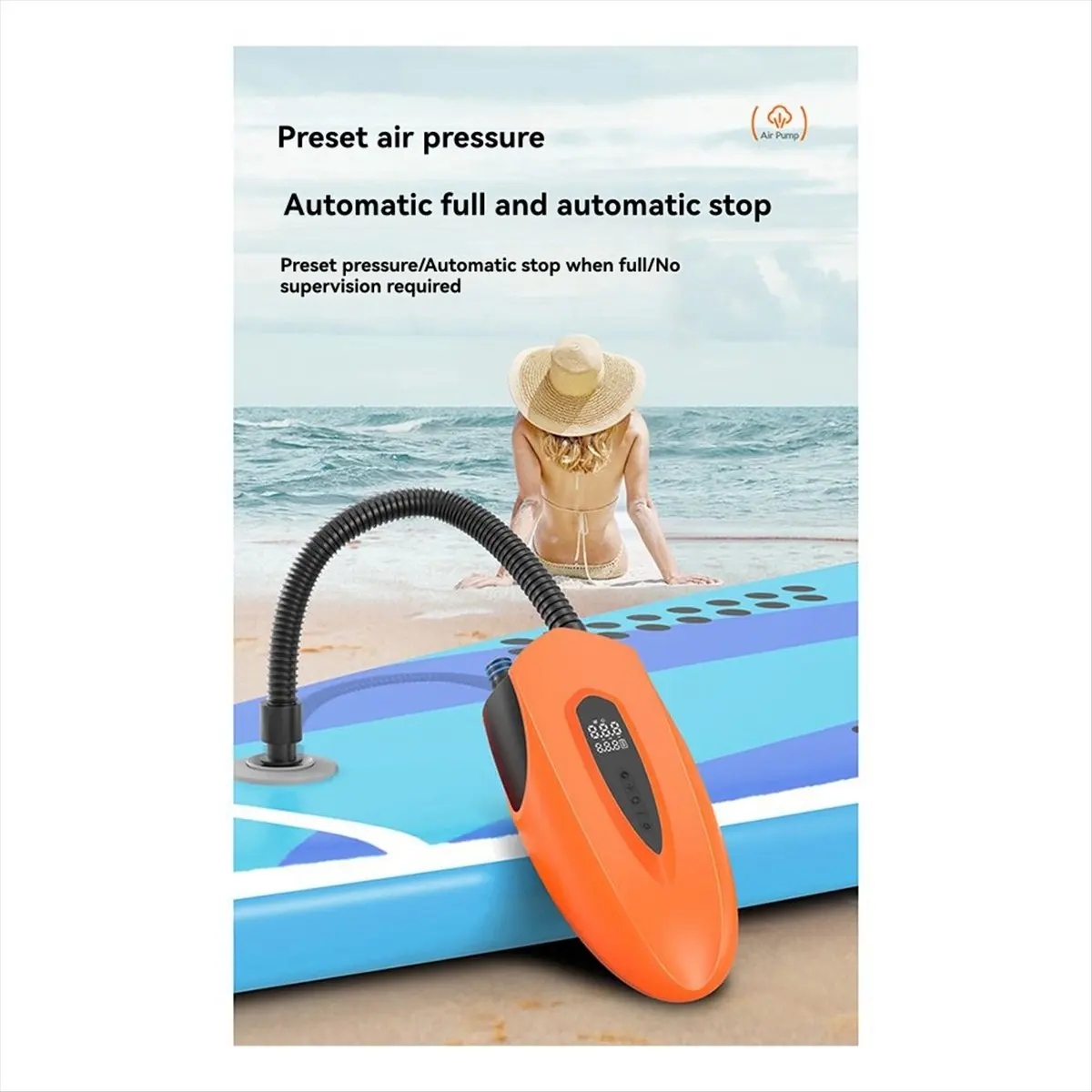 Electric Air Pump SUP Electric Inflator High Volume Air Pump Dual Function Portable Air Compressor for Boats B