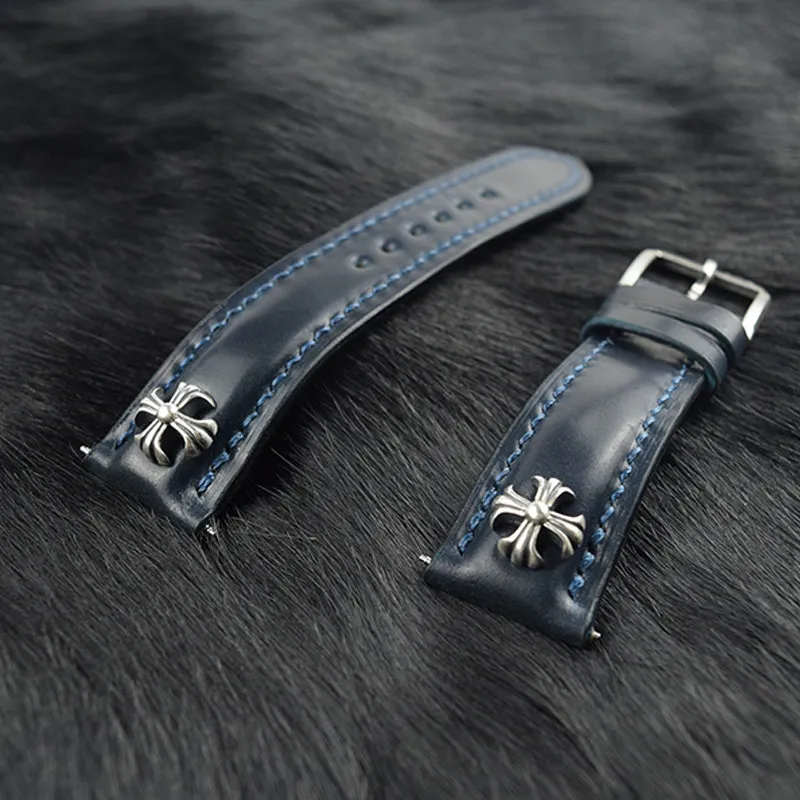 HORWEEN CORDOVAN WATCH STRAP FOR LONGINES PRIMALUNA, JAEGER-LECOULTRE, ROLEX SUBMARINER GREEN