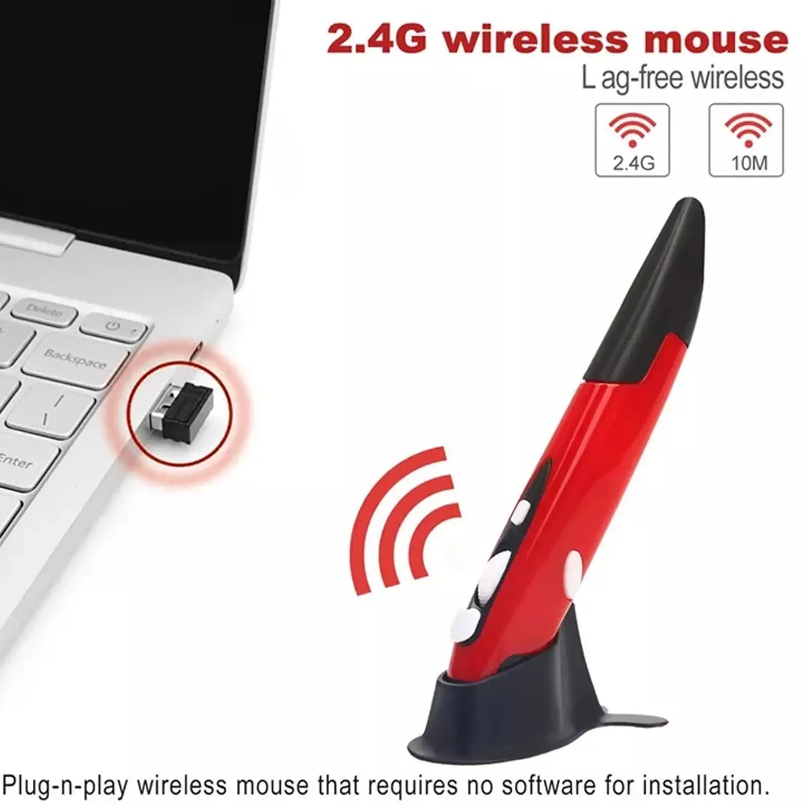 2023 New 2.4G Wireless Mouse Pen Personality Creative Vertical Pen-Shaped Stylus Battery Mouse Suitable For PC And Laptop M F8P7