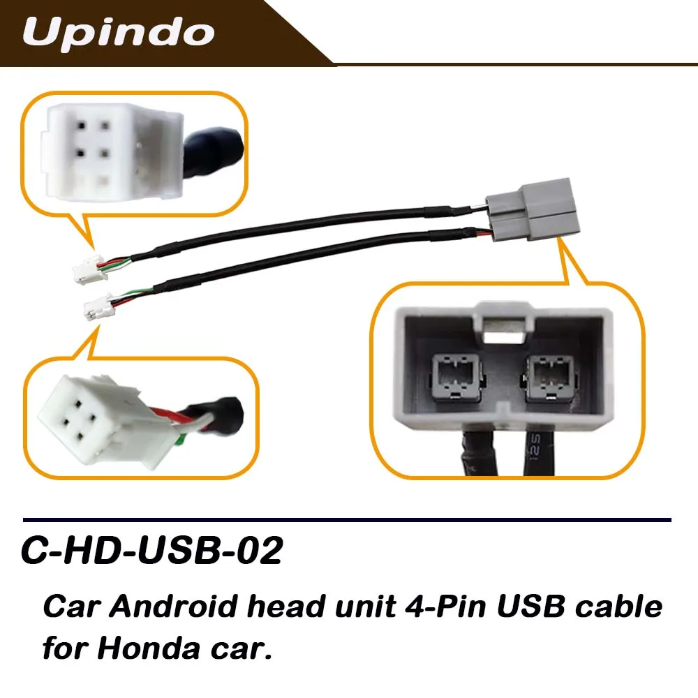 Car Radio Connector 4 and 6 Pin USB Cable Android Head Unit Wiring Harness Socket Adapter for Honda City Fit