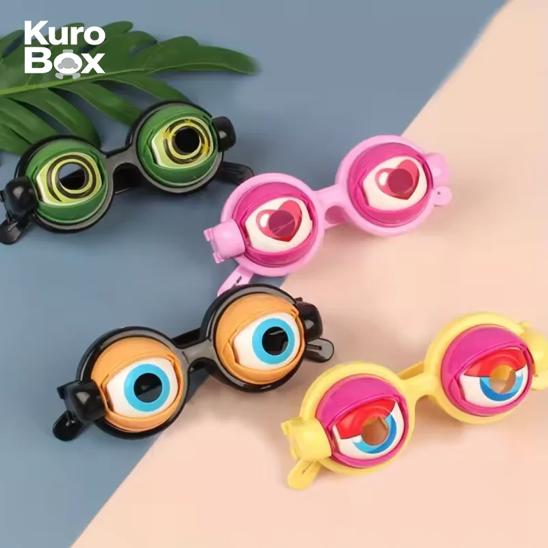 플라스틱 끈으로 당기는 눈알이 튀어나오는 재미있는 장난감 안경, 어린이 파티 장난, 가그 소품, 웃긴 안경 선물