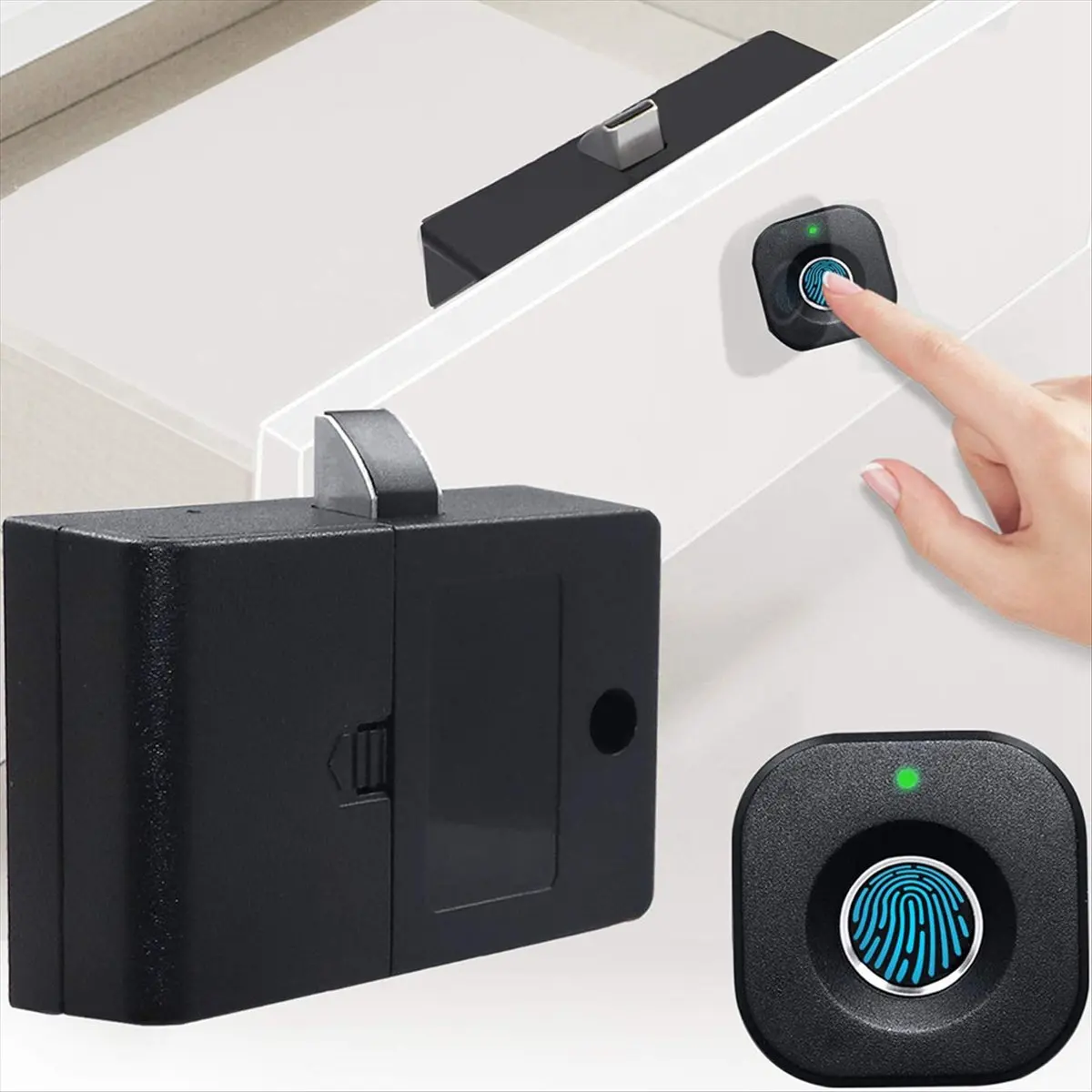 AB09 Smart Biometric Cabinet Lock - Keyless Hidden File Drawer Wardrobe Lock for Home