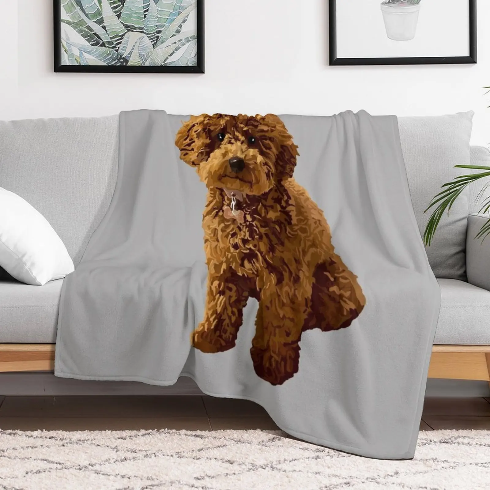 

Ginger the Toy Poodle on Grey background Throw Blanket Picnic Large Custom Travel Blankets