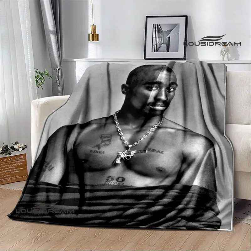 2PAC hip -hop singer fashion printed blanket warm bed blanket soft and comfortable blanket home travel blanket birthday gift