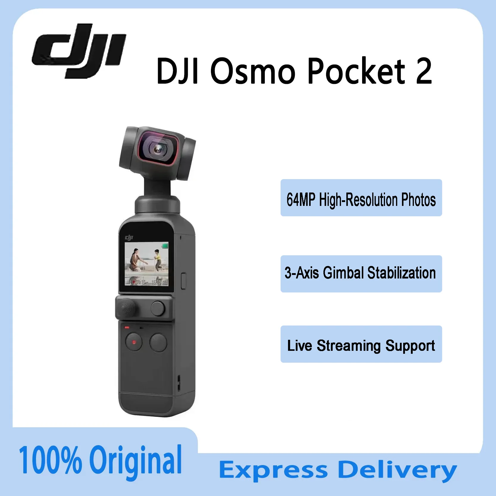 

Original DJI Pocket 2 4K Recording 64MP Image Portable Stabilized Camera with Slow Motion Capture for Outdoor Filming