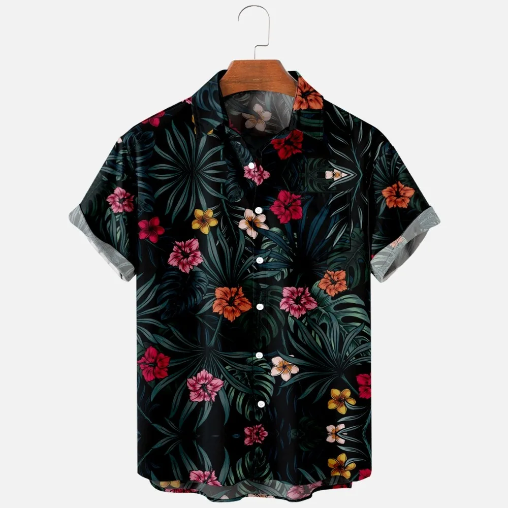 Camisetas de verano a la moda para hombre, camisas hawaianas con estampado 3d, camisas informales acogedoras con un botón, camisas de manga corta de gran tamaño para playa